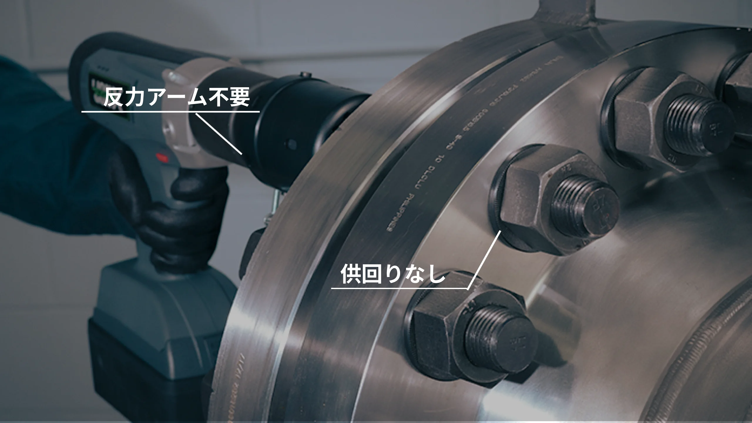 締付け操作（反力アーム不要・供回りなし）